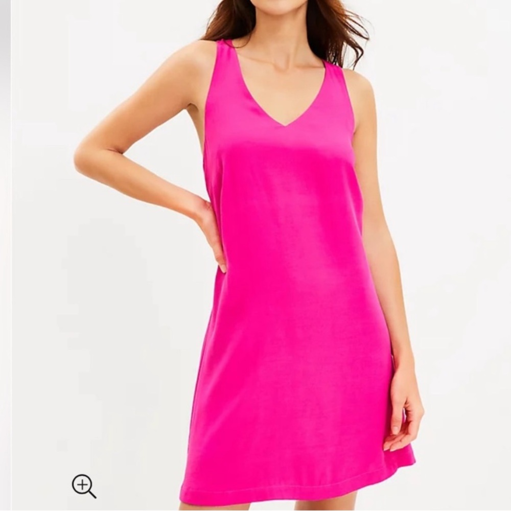 Loft Hot Pink Criss Cross Back Dress